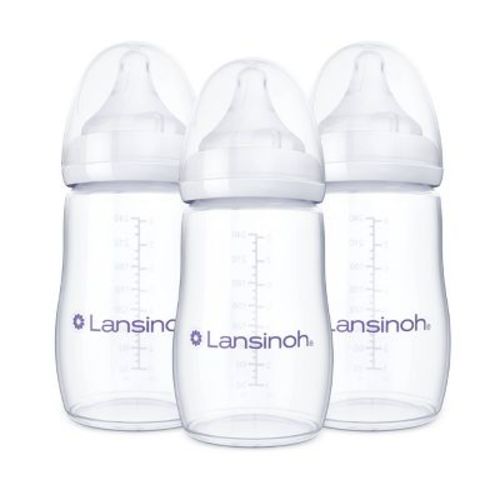 Lansinoh Anti-Colic Baby Bottles with Medium Flow Nipples (Size M) - 8oz/3pk