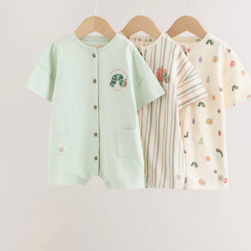 Buy Neutral The Very Hungry Caterpillar License Jersey Baby Rompers 3 Pack from Next USA
