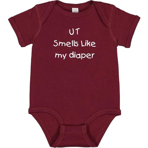 Texas A&M Fan UT Smells Like My Diaper Baby Bodysuit - Maroon