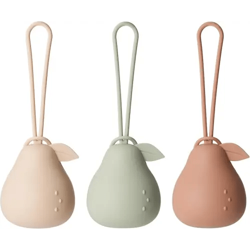 Andy Bear Baby Pacifier Storage Case Paci Holder Case Pear Shape 3 Pack-Ivory Sage Brown