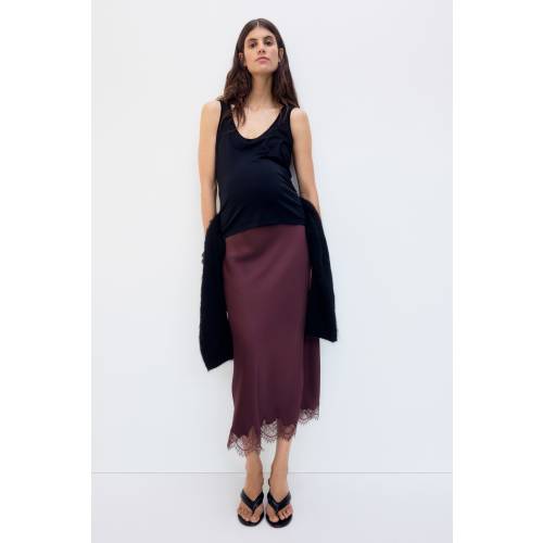 MAMA LACE-TRIMMED SLIP SKIRT