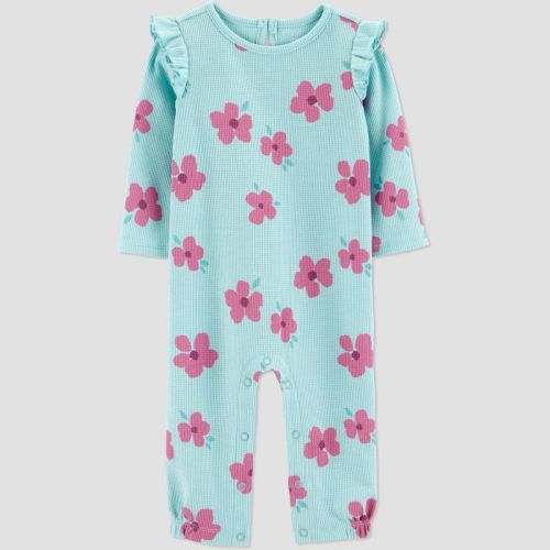 Carter's Just One You® Baby Girls' Floral Long Sleeve Romper - Purple/Mint Green 3M