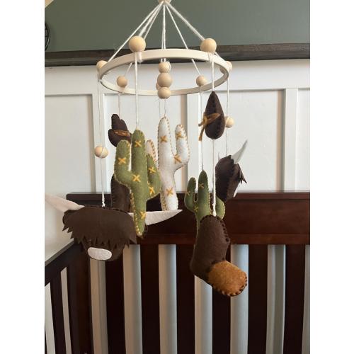 Highland Cow, Cactus, Cowboy Hat & Boots Baby Nursery Mobile