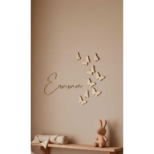 Personalized Wooden Name with Butterflies - Nursery Wall Decor - Babyzimmer Name Schriftzug