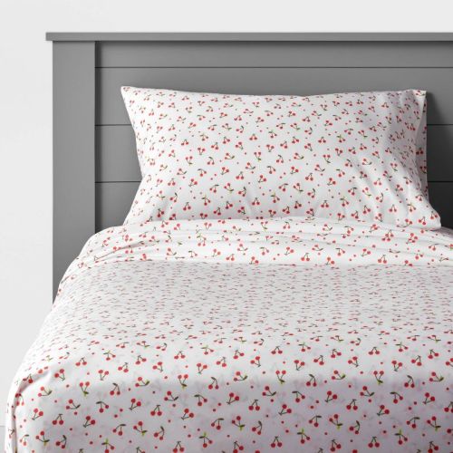 Twin Cherry Microfiber Kids' Sheet Set - Pillowfort™: Nature Theme, OEKO-TEX Certified, 3-Piece Bedding, Twin Size