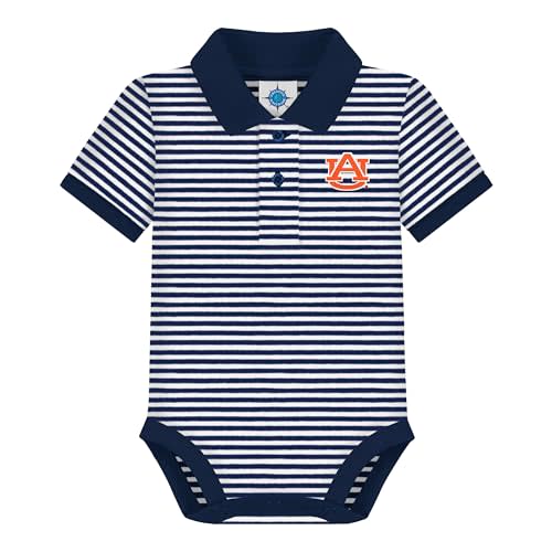 Creative Knitwear College Baby Striped Polo Bodysuit - Team Logo, Multiple Colors, for Boys & Girls (0-12 Months)