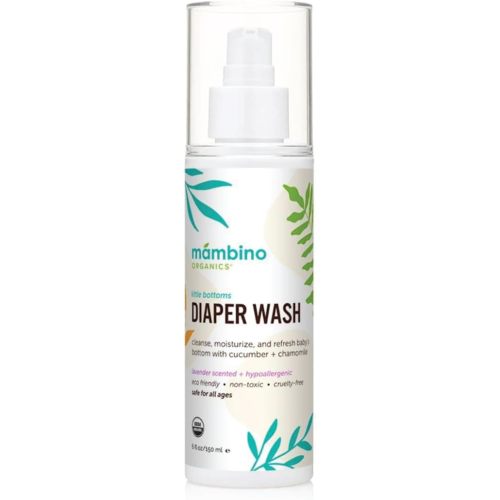 Mambino Organics Diaper Area Wash, Gentle No-Rinse Diaper Rash Spray for Sensitive Skin, Baby Cleansing Water with Organic Chamomile, Vegan, Safe for Newborns, 5 fl oz