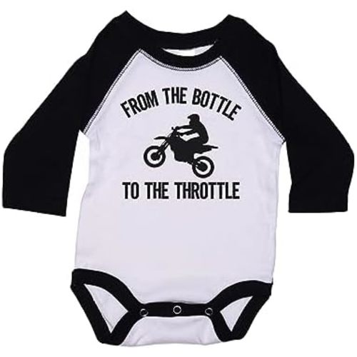Ebenezer Fire Motocross Onesie/From The Bottle To The Throttle/Baby Dirt Bike Outfit/Raglan