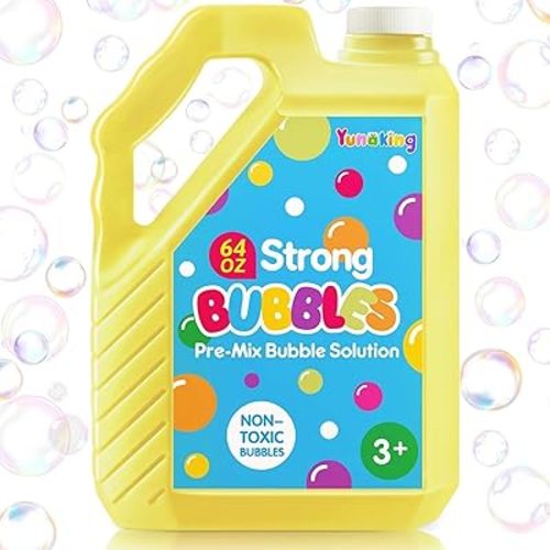 64 OZ Bubble Solution Refill Pre-Mix: Non-Toxic Bubbles for Kids Refills for Bubble Machine, Wands, Blowers, No Mixing Needed Leak-Proof Bottle Solution for Bubbles Toys Parties Outdoor Events Easter
