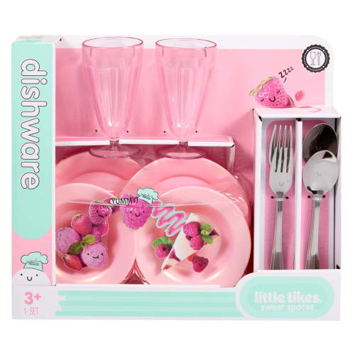 Little Tikes Sweet Spaces Dishware Set, Play Kitchen Cookware, Pink, Ages 3+