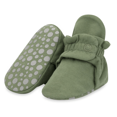Organic Cotton Gripper Baby Bootie - Olive – Zutano