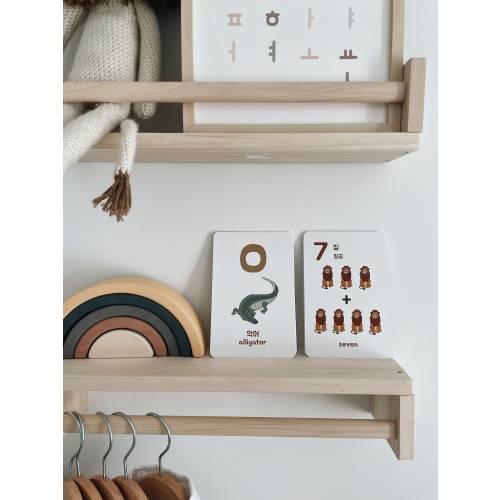 Korean Alphabet Flash Cards for Kids, Counting Cards with Animals