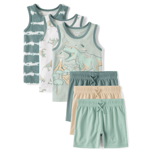 Baby And Toddler Boys Dino 6-Piece Outfit Set - Green