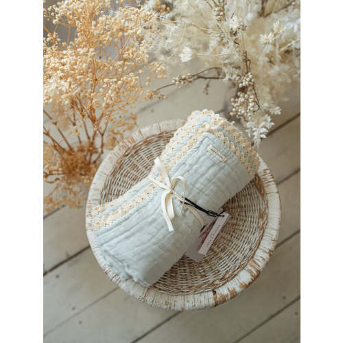 Crinkled Cotton Muslin Gauze Baby Blanket - Seafoam Blue – Before & Ever