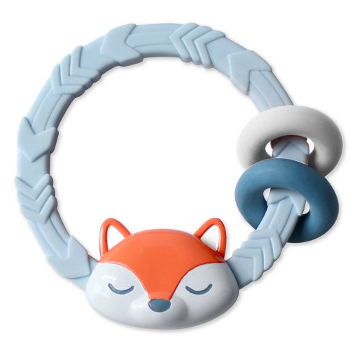 Ritzy Rattle™ Fox Teething Toy - Safe Silicone Rattle with Engagement Rings for Babies