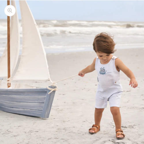 Boat Embroidered Oxford Stripe Jon Jon – Elegant Baby