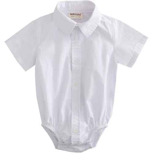 MOMOLAND Infant Baby Boys Woven Button Up Bodysuit Shirt
