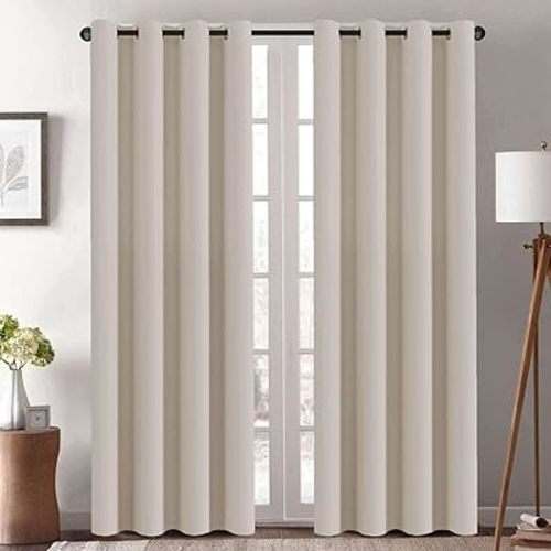 H.VERSAILTEX Blackout Curtains 84 inches Long for Living Room Thermal Insulated Room Darkening Window Treatment Panels Drapes Light Reducing Curtains for Bedroom, 2 Panels, 52" W x 84" L, Natural