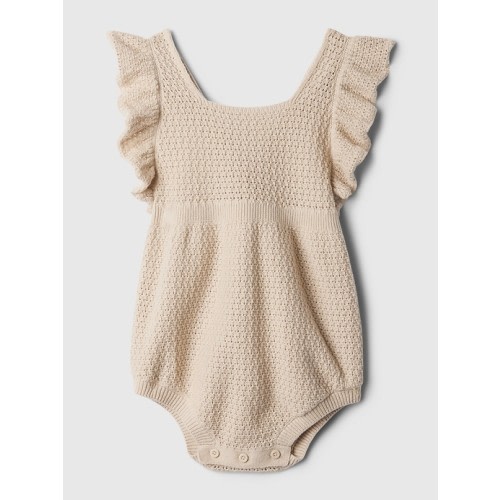 Baby Crochet Shorty One-Piece in bedrock beige