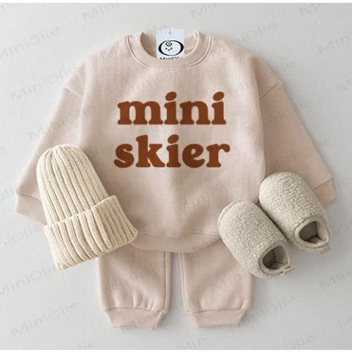 MINI SKIER Baby Sweatshirt 2-piece Beige Set