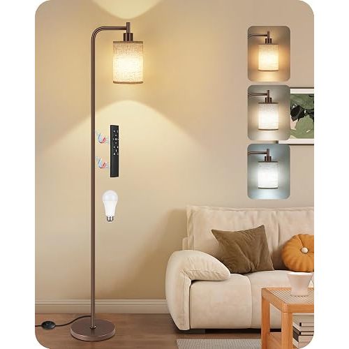 Dimmable Floor Lamp for Living Room with Remote & 10W Bulb
