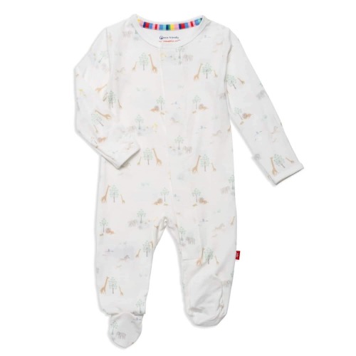 Serene Safari Magnetic Footie | White – Nursery Couture