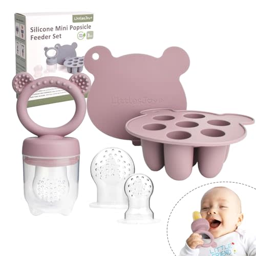 Baby Teething Relief teether, Breast Milk Popsicle Mold for purees .Silicone Baby Fruit Food Feeder for Safe Infant Self Feeding, BPA Freefor 3 Month+ (Dusty Lilac)
