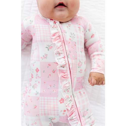 Pink Patchwork Ruffle Convertible Romper | Bamboo Baby Romper β Birdie Bean
