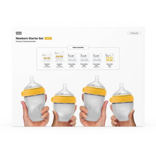 Comotomo Newborn Starter Baby Bottle Set - Yellow - 12pc