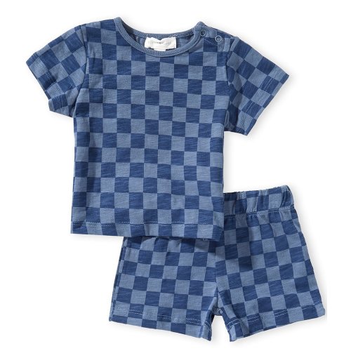Scene&Heard Baby Boys Checked Tee & Pull-On Shorts Set
