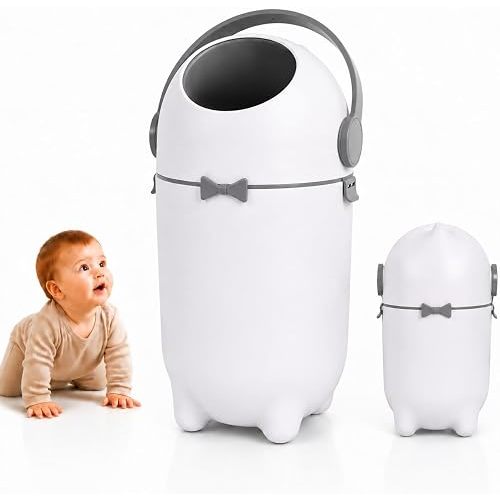 Odor Locking Diaper Pail with Airtight Lid, Baby Diaper Trash Can, Durable & Odorless 15L Baby Diaper Bin, Refill with Any Bag, Holds Up to 16 Diapers for Home Nursery Room Living Room White