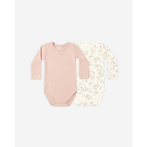 Jersey Bodysuit, 2 Pack Floral Vine, Dusty Rose – Quincy Mae