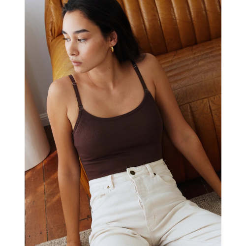Soft Ribbed Nursing Tank - Cocoa Brown