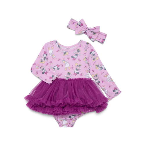 Minnie Mouse Baby Girls Tutu Bodysuit with Matching Headband Set, 2 Piece, Sizes Newborn-24M