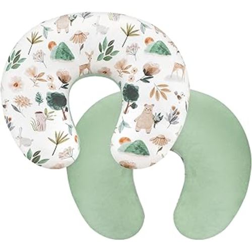 Nursing Pillow Cover 1 Pack, Removable Nursing Pillow Cover for Breastfeeding Pillows, Super Soft Comfortable Slipcover for Boy and Girls, Green Animals