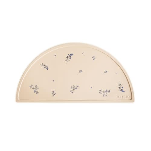 mushie Silicone Placemat for Kids | BPA-Free Non-Slip Design (Lilac Flowers)