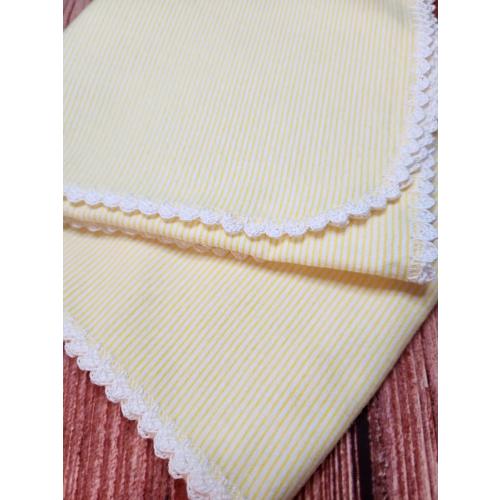 Yellow Flannel Receiving Blanket, Handmade Crocheted Edging, Personalized Baby Gift, Baby Shower, Monogrammed, New Baby, Gender Neutral