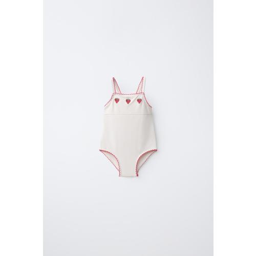 1-6 YEARS / EMBROIDERED STRAWBERRY SWIMSUIT - Ecru | ZARA United States