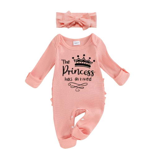 Okbabeha Im New Here Newborn Outfit Girl Long Sleeve Letter Romper Ribbed Knit Jumpsuit Baby Girl Preemie Coming Home Outfit