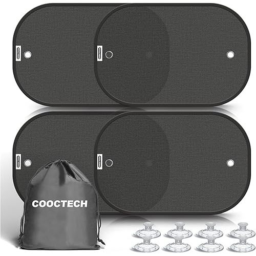 Car Shades for Side Windows 19"x12"(4 Pack),Sun Shade for Car Window with 8 Suction Cups,Window Shades Can Blocks 99.98% UVR,Window Shade for Baby,Glare Shield Protection