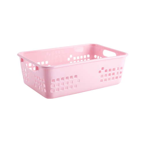 Taotanxi Pink Plastic Storage Baskets, 8X 5.3 X 3 Inch Large Plastic Storage Organizer Tray Bin with Handles for Classroom, Drawer, Closet, Bathroom Kitchen