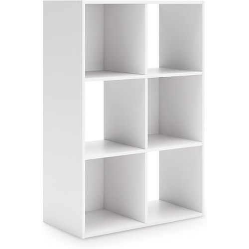 Signature Design by Ashley Onita Modern 3-Tier Floor Standing 6 Cube Organizer for Living Room, Wood, Works with 10.5 W x 10.5 D x 11 H Storage Bin (Sold Separately), White