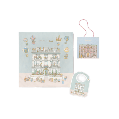 Carré & Satin Bib Set - British Townhouse (Atelier Choux & Harrods)