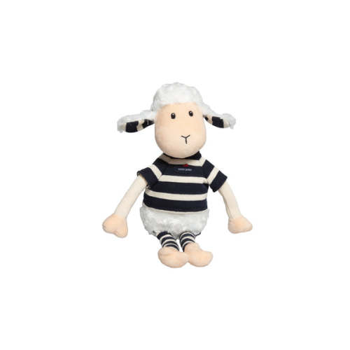Saint James Lamb soft toy - in striped cotton (MARINE/ECRU)