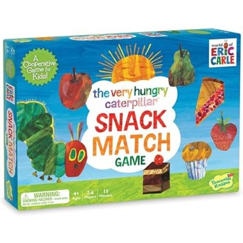 World of Eric Carle , The Very Hungry Caterpillar Snack Match Game – Cooperative Memory Board Game for Kids Ages 4+, 2‑6 Players, 3‑D Leaf Board & 31 Tokens Included