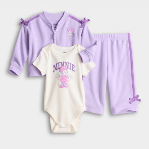 Baby Girl Disney's Minnie Mouse Jumping Beans® 3-pc. Bow Shoulder French Terry Set