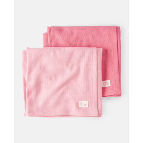 Baby Girl 2-Pack Waffle Knit Blankets - Pink | Carter's