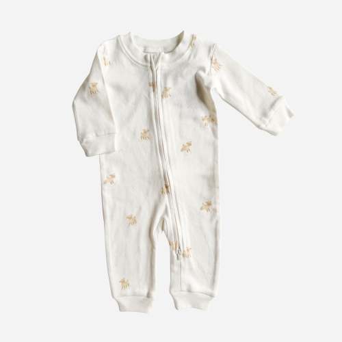Long Sleeve Zipper Romper - Lamb