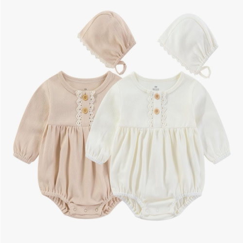 Baby Girl Clothes Cotton Bubble Romper Floral Bodysuits Infant Outfit Set