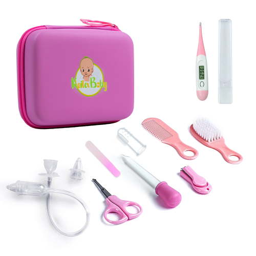 KAILEXBABY 10-Piece, Girls Baby Grooming Newborn Essentials Kit with Case - Pink, Female